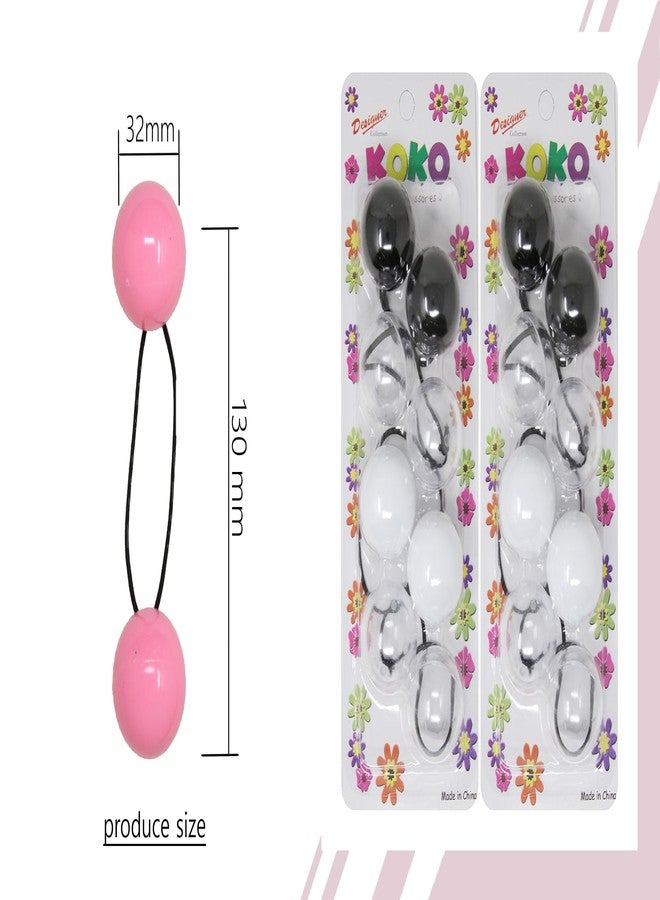 كوكو - بريموم، 8 قطع من ربطات الشعر الكروية الكبيرة جدًا. ربطات شعر مطاطية 32 مم، حاملات ذيل حصان كروية. إكسسوارات مطاطية ملونة للأطفال والفتيات والنساء من جميع الأعمار (أسود، أبيض، شفاف). - Image 5